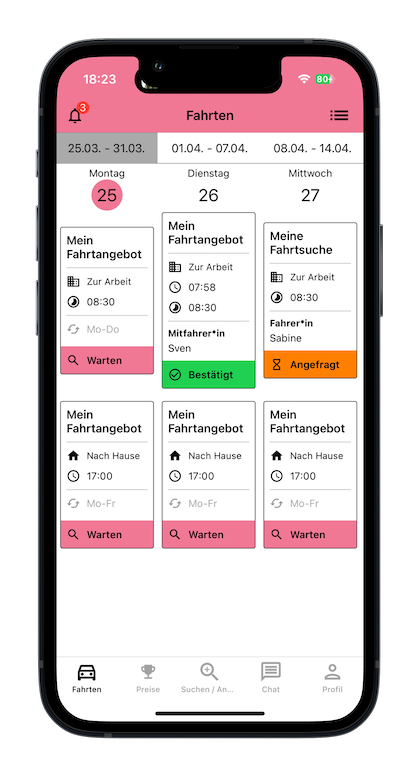 Organize your trips in calendar